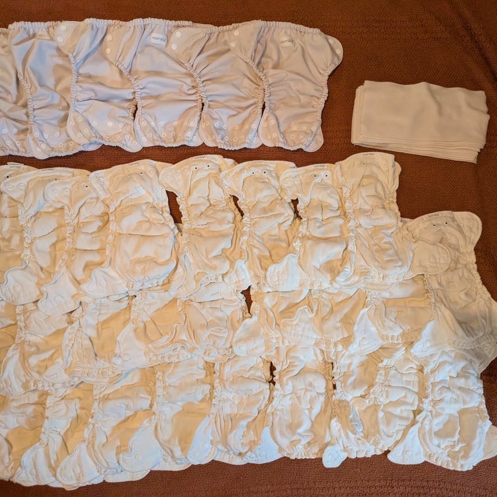 esembly cloth diapers, size 1